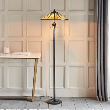 Endon 64041 - Stojacia lampa Tiffany DARK STAR 2xE27/60W/230V priemer 49 cm