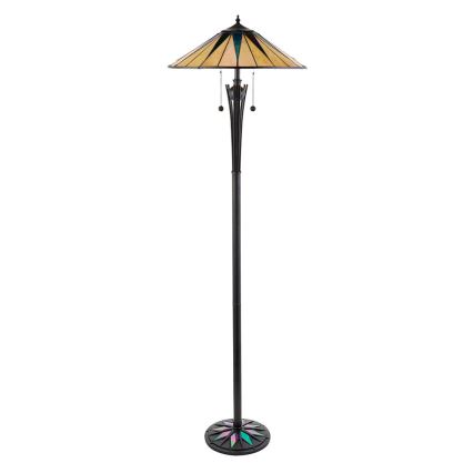Endon 64041 - Stojacia lampa Tiffany DARK STAR 2xE27/60W/230V priemer 49 cm
