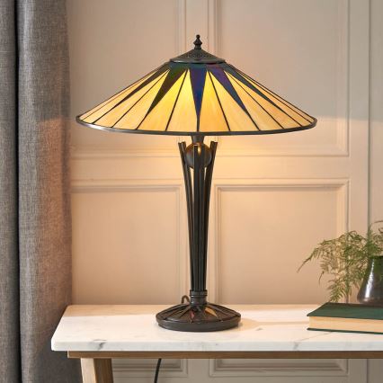 Endon 64045 - Stolová lampa Tiffany DARK STAR, 2xE27/60W/230V, priemer 49 cm