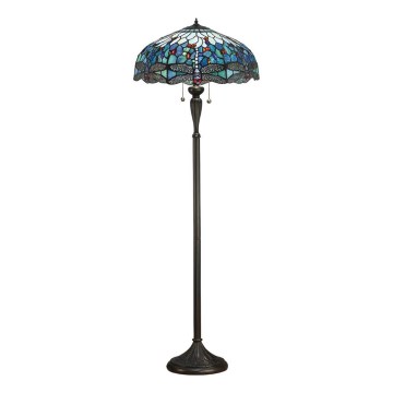 Endon 64069 - Stojacia lampa Tiffany DRAGONFLY 2xE27/60W/230V, priemer 50 cm