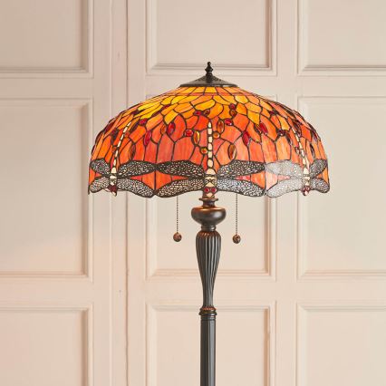 Endon 64070 - Stojacia lampa Tiffany DRAGONFLY 2xE27/60W/230V priemer 50 cm