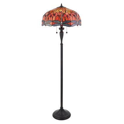 Endon 64070 - Stojacia lampa Tiffany DRAGONFLY 2xE27/60W/230V priemer 50 cm