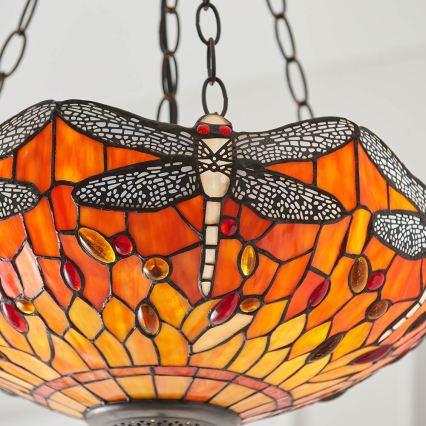 Endon 64076 - Luster na reťazi Tiffany DRAGONFLY 3xE27/60W/230V priemer 41 cm