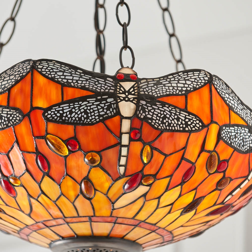 Endon 64076 - Luster na reťazi Tiffany DRAGONFLY 3xE27/60W/230V priemer 41 cm