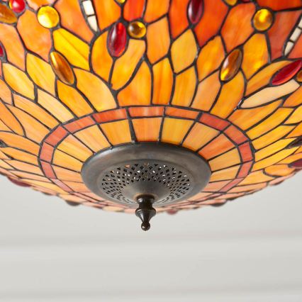Endon 64076 - Luster na reťazi Tiffany DRAGONFLY 3xE27/60W/230V priemer 41 cm