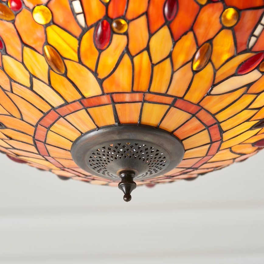 Endon 64076 - Luster na reťazi Tiffany DRAGONFLY 3xE27/60W/230V priemer 41 cm