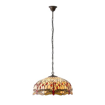Endon 64079 - Závesný luster na reťazi Tiffany DRAGONFLY, 3×E27/60 W/230 V, priemer 50 cm