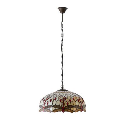 Endon 64079 - Závesný luster na reťazi Tiffany DRAGONFLY, 3×E27/60 W/230 V, priemer 50 cm