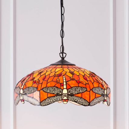 Endon 64081 - Luster na reťazi Tiffany DRAGONFLY 3xE27/60W/230V pr. 41 cm