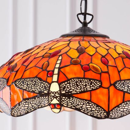 Endon 64081 - Luster na reťazi Tiffany DRAGONFLY 3xE27/60W/230V pr. 41 cm