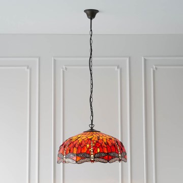 Endon 64082 - Luster na reťazi Tiffany DRAGONFLY 3xE27/60W/230V priemer 50 cm