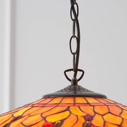 Endon 64082 - Luster na reťazi Tiffany DRAGONFLY 3xE27/60W/230V priemer 50 cm