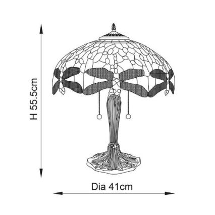 Endon 64085 - Stolná lampa Tiffany DRAGONFLY 2xE27/60W/230V pr. 41 cm