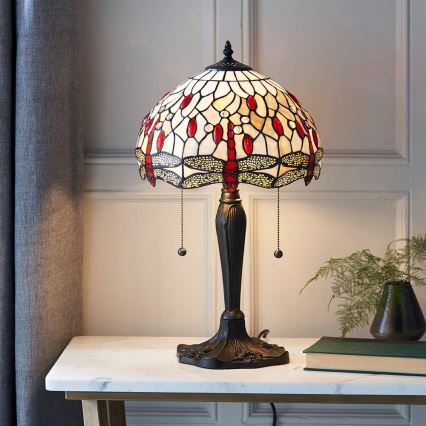 Endon 64086 - Stolná lampa Tiffany DRAGONFLY 2xE27/60W/230V priemer 30 cm