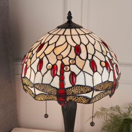 Endon 64086 - Stolná lampa Tiffany DRAGONFLY 2xE27/60W/230V priemer 30 cm