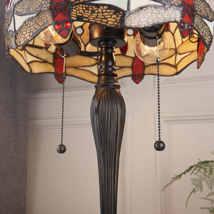 Endon 64086 - Stolná lampa Tiffany DRAGONFLY 2xE27/60W/230V priemer 30 cm