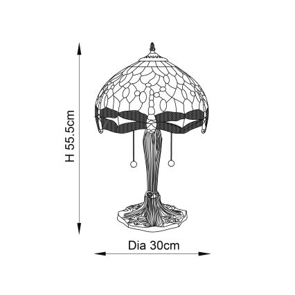Endon 64086 - Stolná lampa Tiffany DRAGONFLY 2xE27/60W/230V priemer 30 cm
