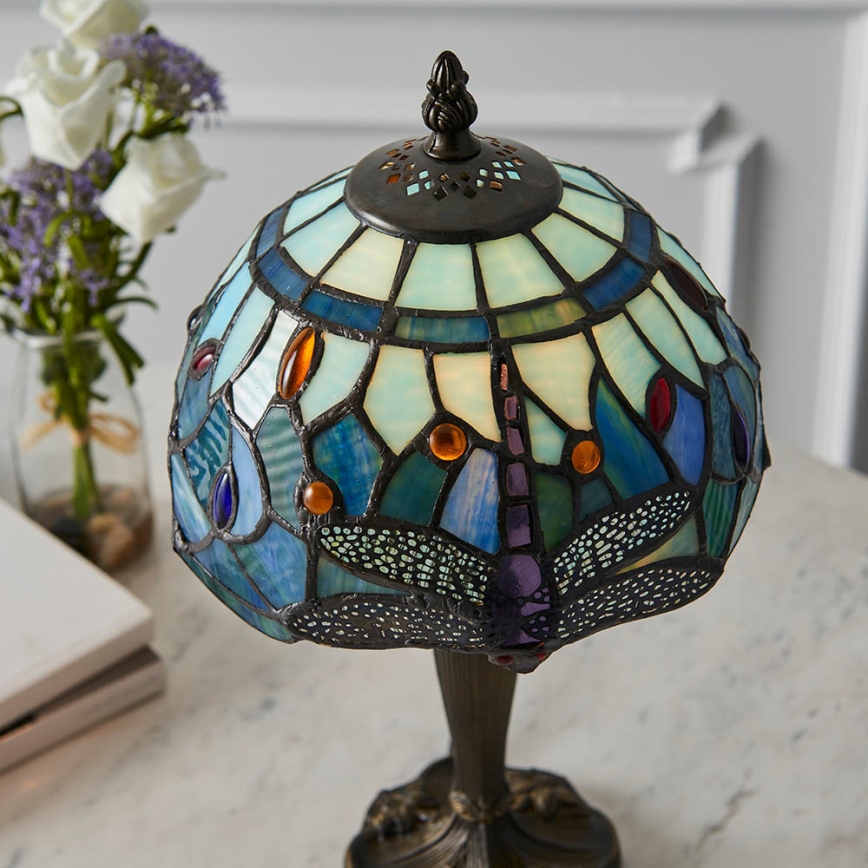 Endon 64088 - Stolná lampa Tiffany DRAGONFLY 1xE14/7W/230V priemer 20 cm