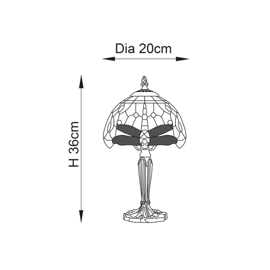 Endon 64088 - Stolná lampa Tiffany DRAGONFLY 1xE14/7W/230V priemer 20 cm