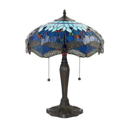 Endon 64089 - Stolná lampa Tiffany DRAGONFLY 2xE27/60W/230V priemer 41 cm