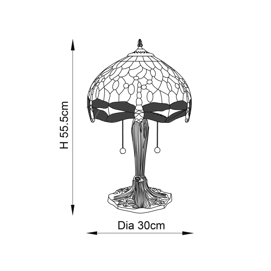 Endon 64090 - Stolná lampa Tiffany DRAGONFLY 2xE27/60W/230V pr. 30 cm