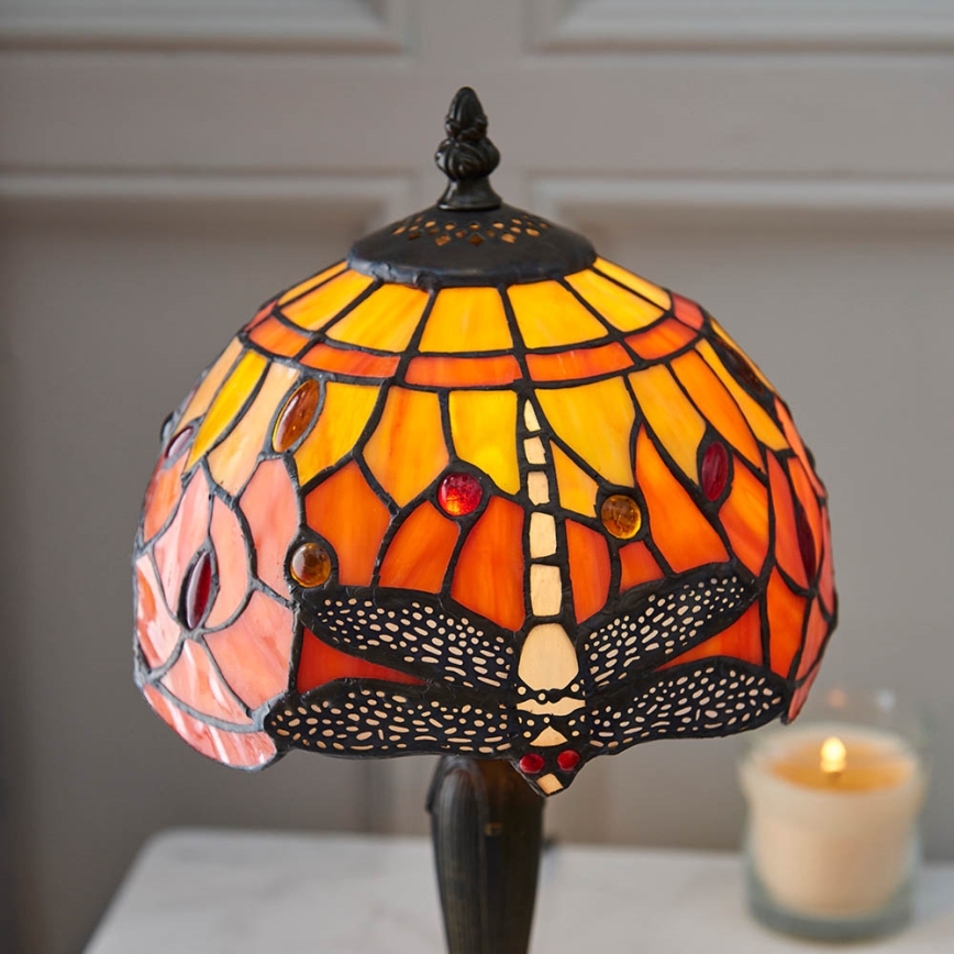 Endon 64091 - Stolová lampa Tiffany DRAGONFLY 1xE14/7W/230V priemer 20 cm