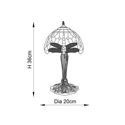 Endon 64091 - Stolová lampa Tiffany DRAGONFLY 1xE14/7W/230V priemer 20 cm
