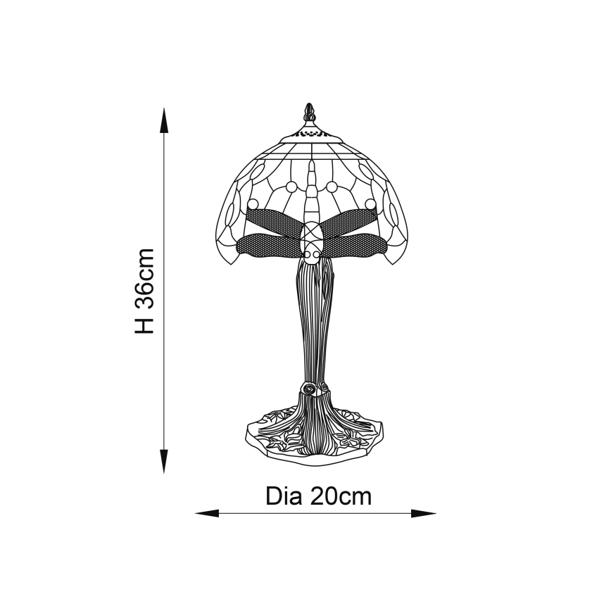 Endon 64091 - Stolová lampa Tiffany DRAGONFLY 1xE14/7W/230V priemer 20 cm