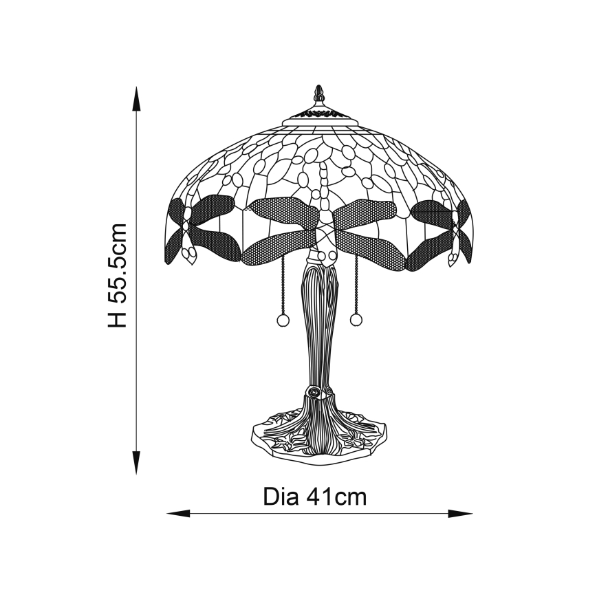 Endon 64093 - Stolová lampa Tiffany DRAGONFLY 2xE27/60W/230V priemer 41 cm