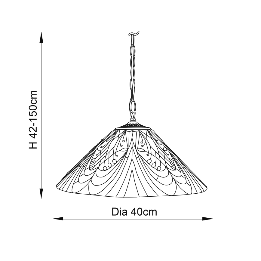 Endon 64162 - Luster na reťazi HECTOR 1xE27/60W/230V pr. 40 cm