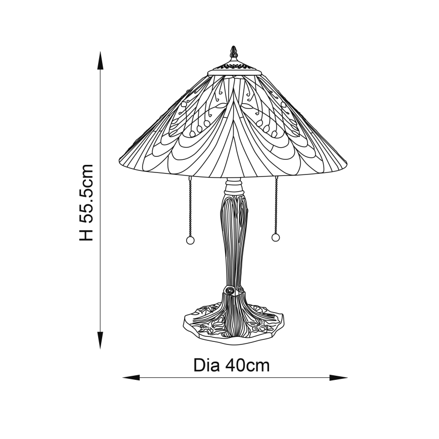 Endon 64163 - Stolová lampa HECTOR 2xE27/60W/230V priemer 40 cm