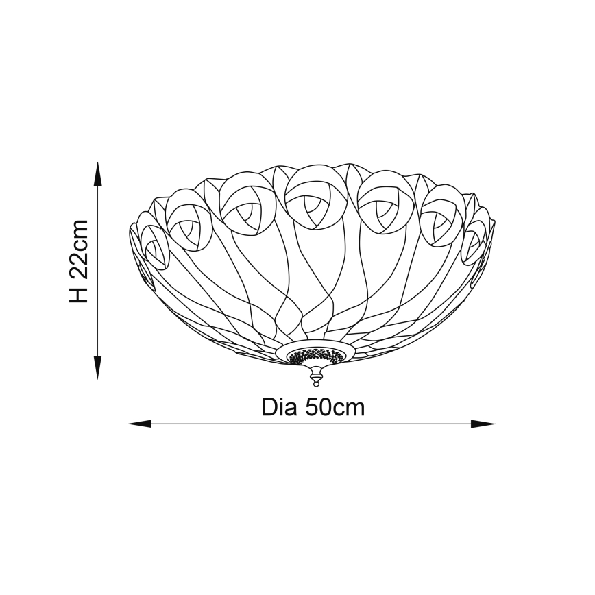 Endon 64173 - Stropné svietidlo Tiffany HUTCHINSON 2xE27/60W/230V, priemer 50 cm