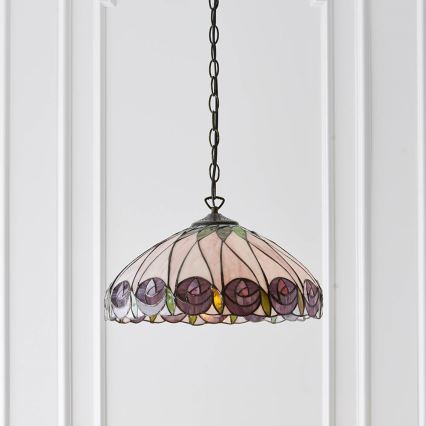 Endon 64176 - Luster na reťazi Tiffany HUTCHINSON 1xE27/60W/230V pr. 40 cm
