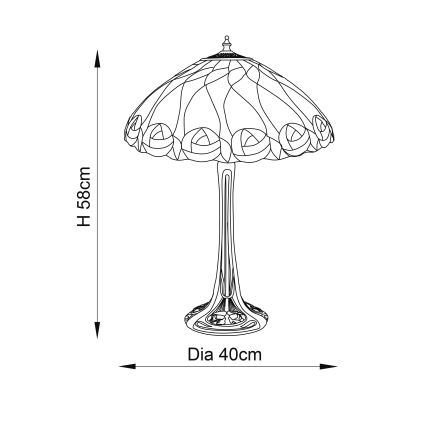 Endon 64177 - Stolná lampa Tiffany HUTCHINSON 1xE27/60W/230V pr. 40 cm