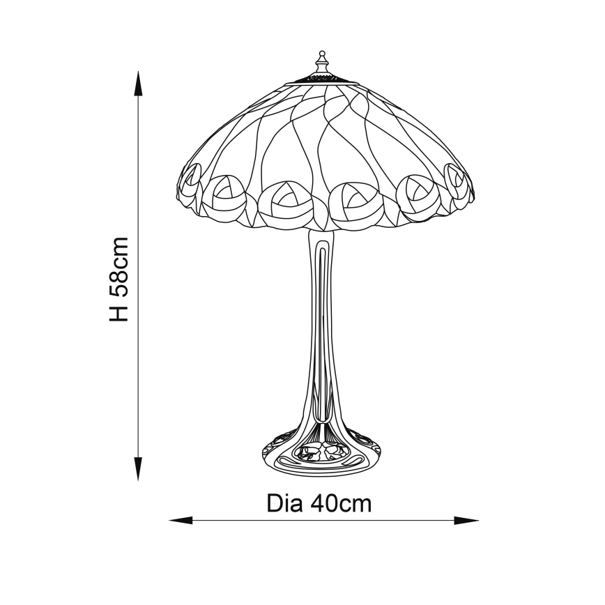 Endon 64177 - Stolná lampa Tiffany HUTCHINSON 1xE27/60W/230V pr. 40 cm