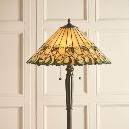 Endon 64192 - Stojacia lampa Tiffany JAMELIA 2×E27/60W/230V Ø 50 cm