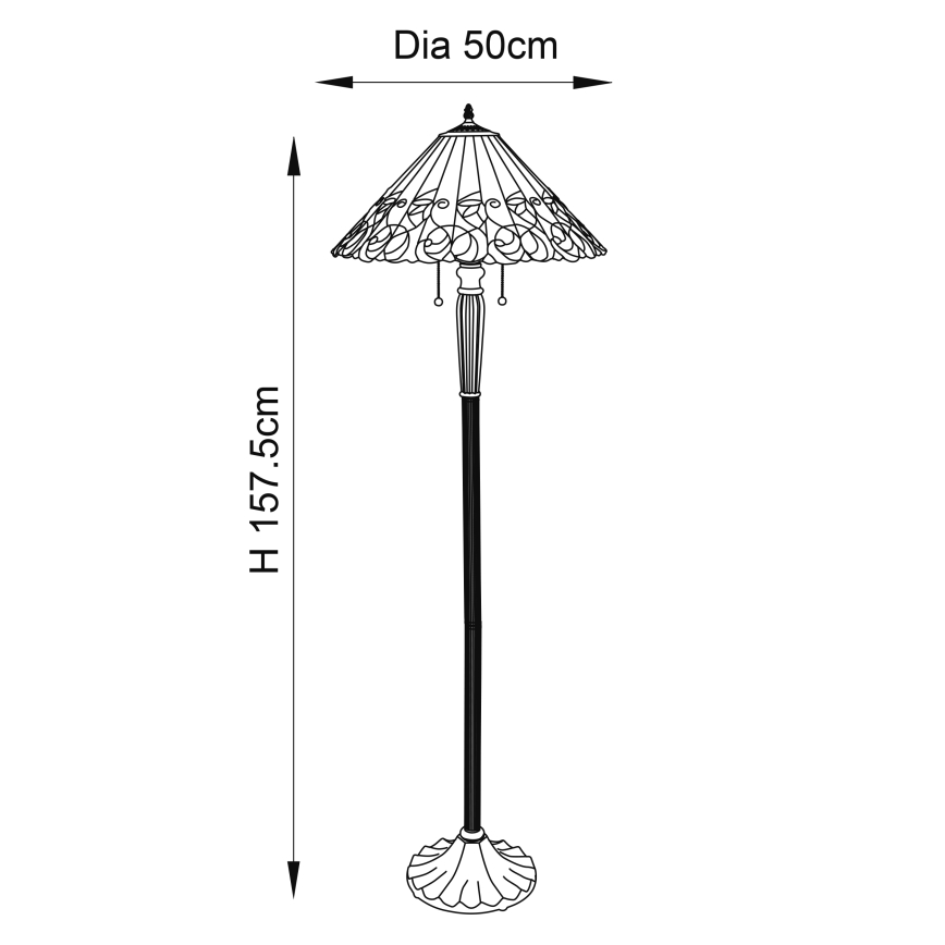 Endon 64192 - Stojacia lampa Tiffany JAMELIA 2×E27/60W/230V Ø 50 cm