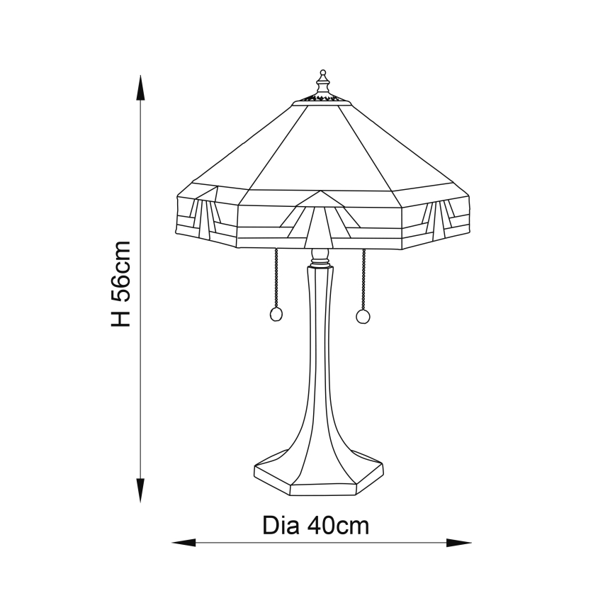 Endon 64286 - Stolná lampa Tiffany NEVADA 2xE27/60W/230V priemer 40 cm