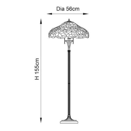 Endon 64323 - Stojacia lampa Tiffany SULLIVAN 2xE27/60W/230V priemer 56 cm