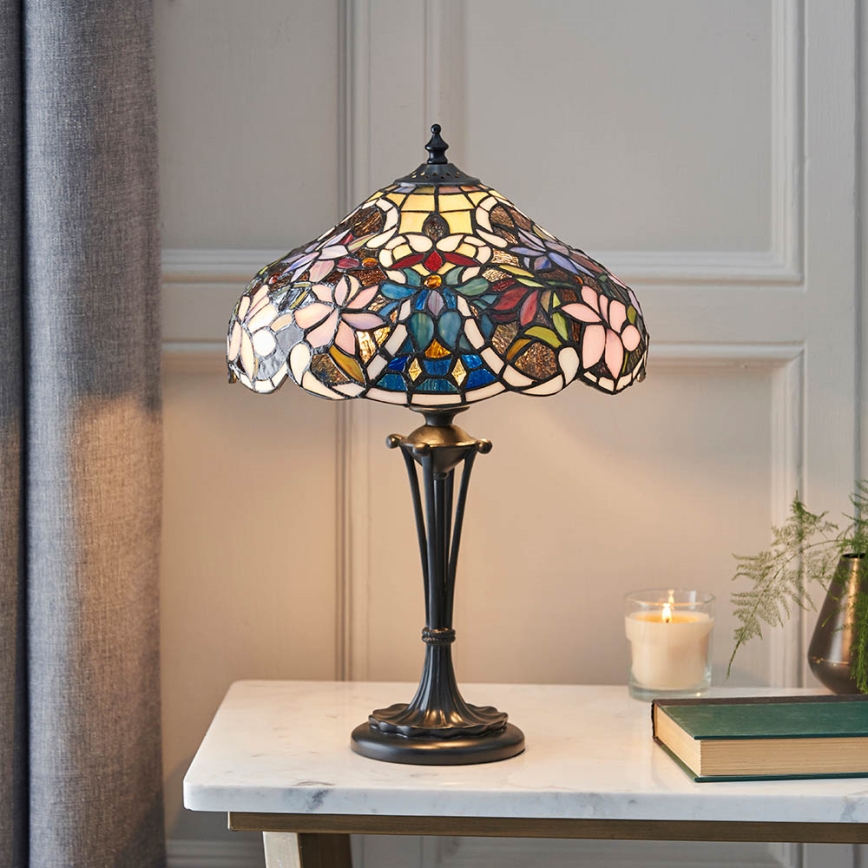 Endon 64327 - Stolová lampa Tiffany SULLIVAN 2xE14/40W/230V pr. 30 cm