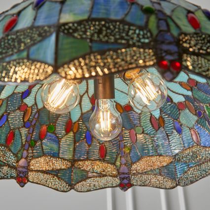 Endon 66148 - Luster na reťazi Tiffany DRAGONFLY 3xE27/60W/230V pr. 50 cm