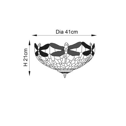 Endon 70722 - Stropné svietidlo Tiffany DRAGONFLY 2xE27/60W/230V priemer 41 cm
