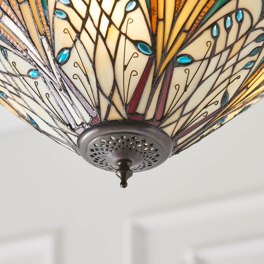 Endon 70750 - Luster na reťazi Tiffany HECTOR 3×E27/60W/230V, priemer 40 cm