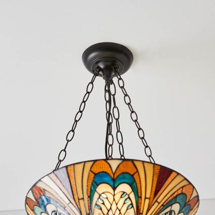 Endon 70750 - Luster na reťazi Tiffany HECTOR 3×E27/60W/230V, priemer 40 cm
