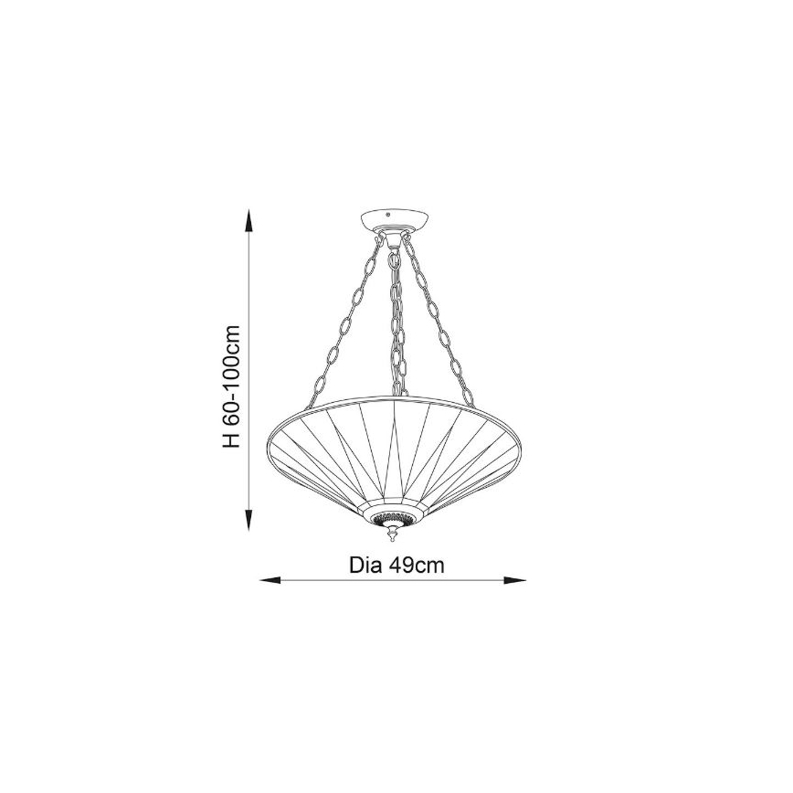 Endon 70754 - Luster na reťazi Tiffany DARK STAR 3xE27/60W/230V pr. 49 cm