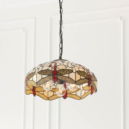 Endon 70824 - Luster na reťazi Tiffany DRAGONFLY 3xE27/60W/230V pr. 41 cm