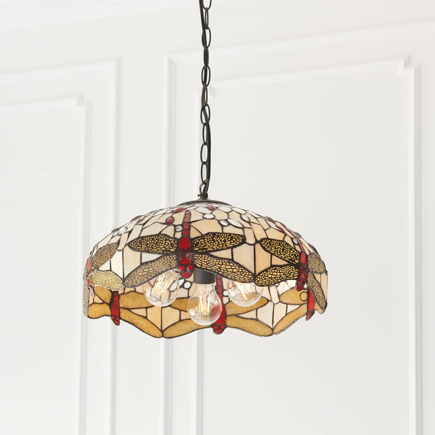 Endon 70824 - Luster na reťazi Tiffany DRAGONFLY 3xE27/60W/230V pr. 41 cm
