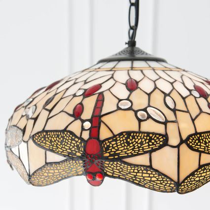 Endon 70824 - Luster na reťazi Tiffany DRAGONFLY 3xE27/60W/230V pr. 41 cm