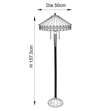 Endon 70936 - Stojacia lampa Tiffany FARGO 2xE27/60W/230V priemer 50 cm