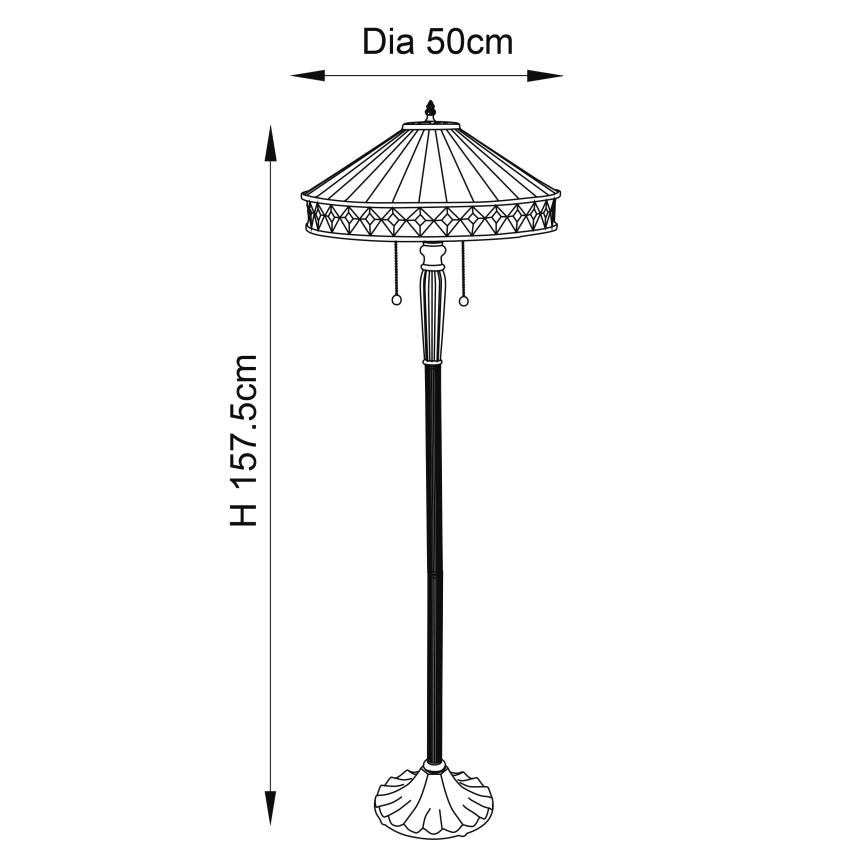 Endon 70936 - Stojacia lampa Tiffany FARGO 2xE27/60W/230V priemer 50 cm